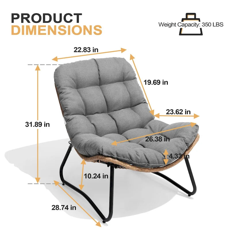 3-Piece Set Outdoor Cushioned Papasan Chairs Set Double Papasan Chair Loveseat with Single Chairs - see picture