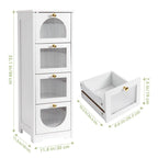 Bathroom Floor Cabinet with 4 Drawers, Small Wooden Storage Cabinet