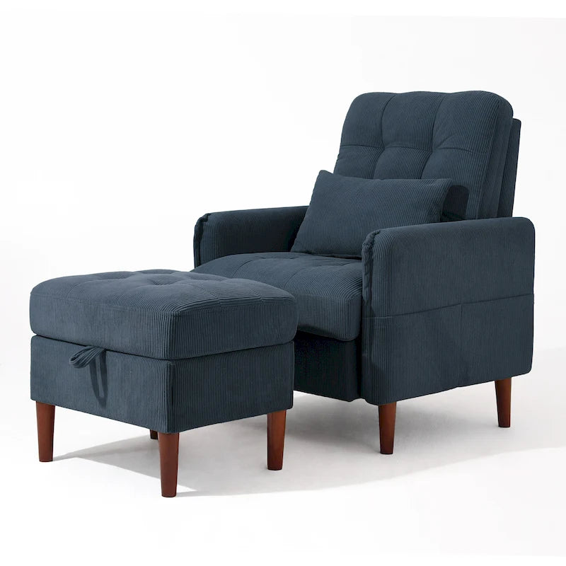 UIXE Modern Lounge Chair Accent Chair and Stroage Ottoman With Adjustable Backrest