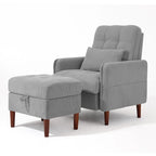 UIXE Modern Lounge Chair Accent Chair and Stroage Ottoman With Adjustable Backrest