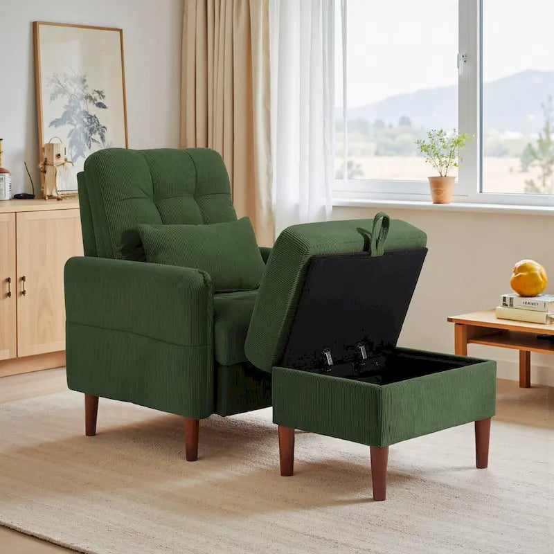UIXE Modern Lounge Chair Accent Chair and Stroage Ottoman With Adjustable Backrest