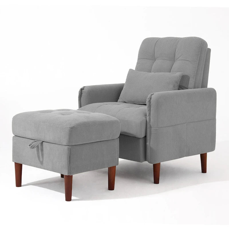 UIXE Modern Lounge Chair Accent Chair and Stroage Ottoman With Adjustable Backrest