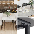 Modern Dining Table with Metal Frame Sintered Stone Top Kitchen Table