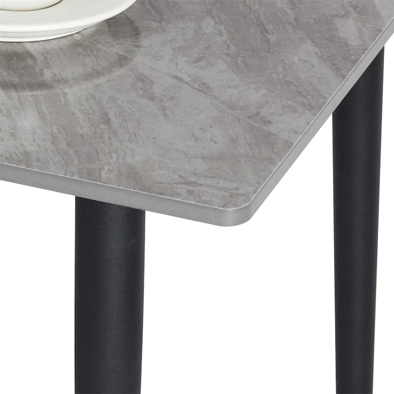 Modern Dining Table with Metal Frame Sintered Stone Top Kitchen Table