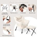 Gymax Lazy Sofa Chair Accent Leisure Armchair with Folding Footrest &