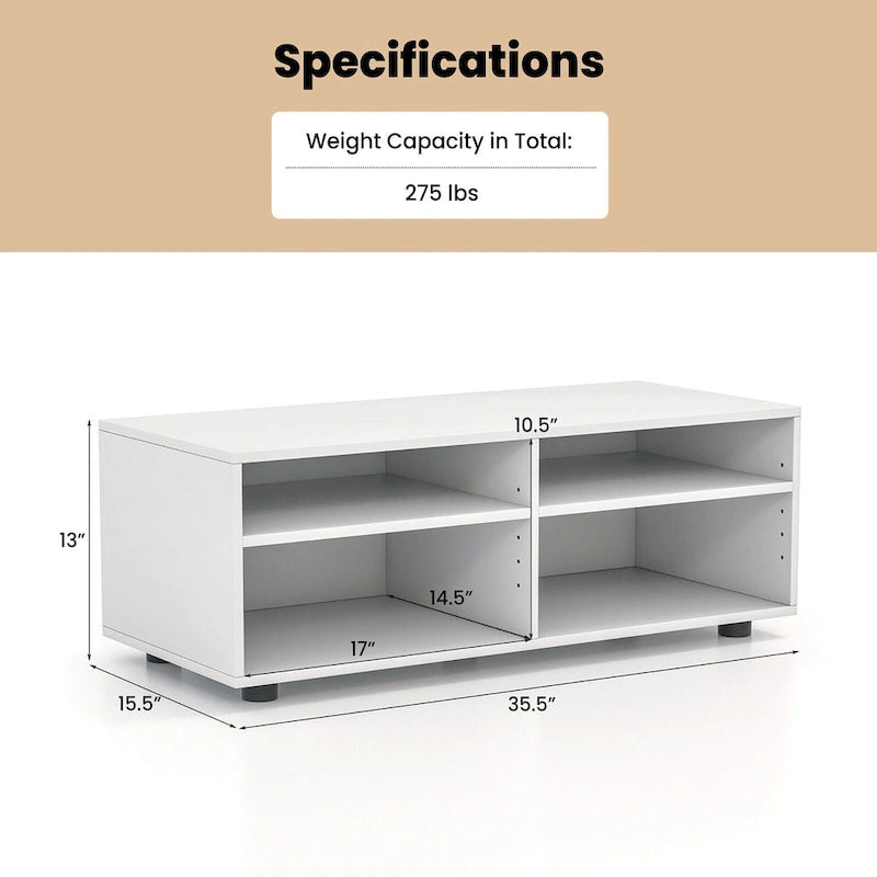 Gymax Media Console Entertainment Center 4-Cubby TV Stand Cabinet w/