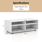 Gymax Media Console Entertainment Center 4-Cubby TV Stand Cabinet w/