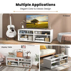 Gymax Media Console Entertainment Center 4-Cubby TV Stand Cabinet w/