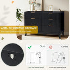 EROMMY Fluted Dresser 6 Drawer Mid Century Modern Dresser Wide Chest of Drawers with Metal Handles for Bedroom Living Room