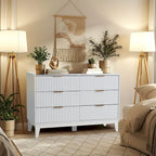 EROMMY Fluted Dresser 6 Drawer Mid Century Modern Dresser Wide Chest of Drawers with Metal Handles for Bedroom Living Room