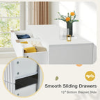 EROMMY Fluted Dresser 6 Drawer Mid Century Modern Dresser Wide Chest of Drawers with Metal Handles for Bedroom Living Room