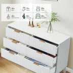 EROMMY Fluted Dresser 6 Drawer Mid Century Modern Dresser Wide Chest of Drawers with Metal Handles for Bedroom Living Room