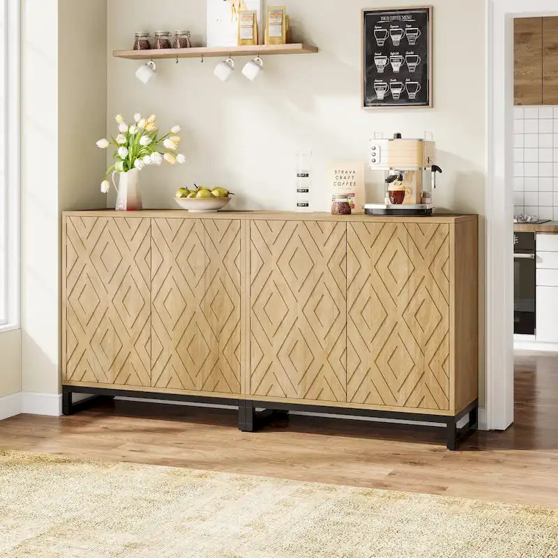 57.5 Inches Farmhouse Sideboard Buffet Cabinet with Doors for Kitchen