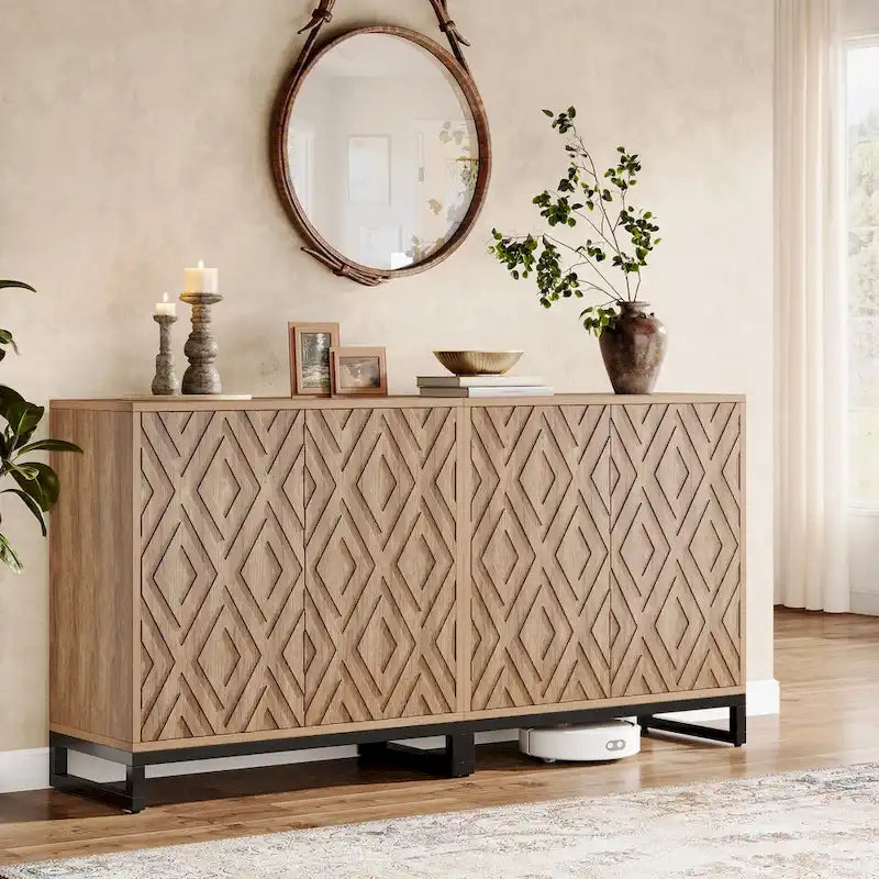57.5 Inches Farmhouse Sideboard Buffet Cabinet with Doors for Kitchen
