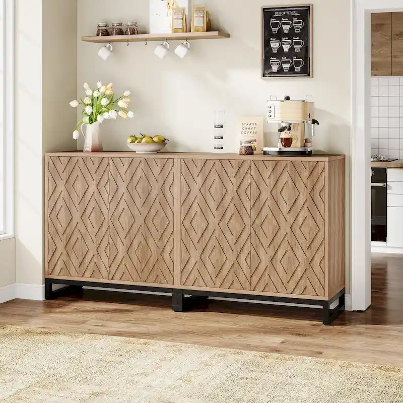 57.5 Inches Farmhouse Sideboard Buffet Cabinet with Doors for Kitchen