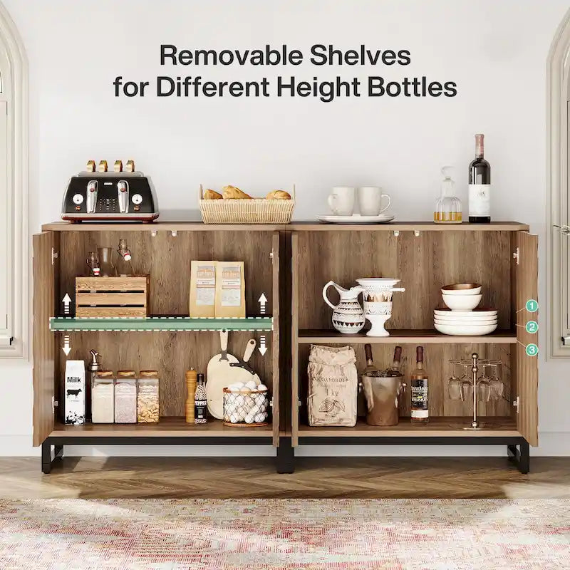 57.5 Inches Farmhouse Sideboard Buffet Cabinet with Doors for Kitchen