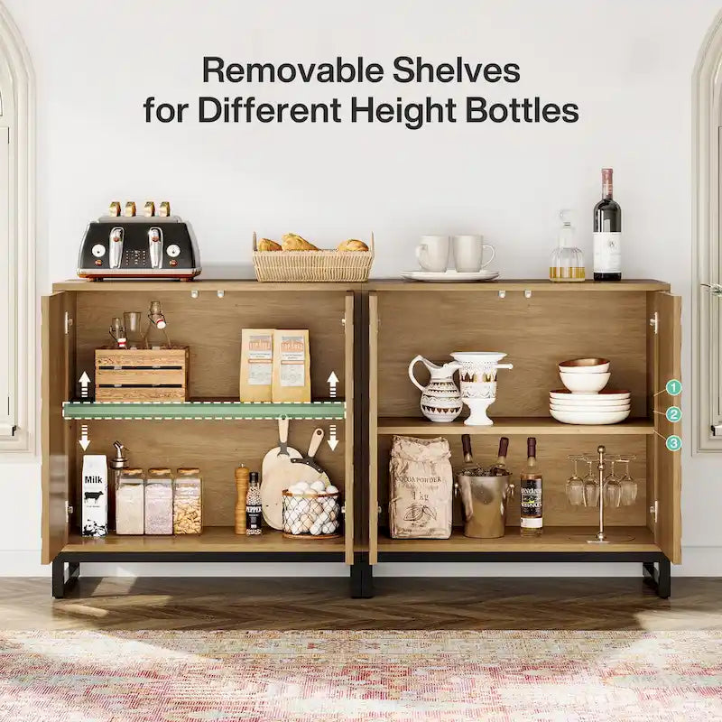 57.5 Inches Farmhouse Sideboard Buffet Cabinet with Doors for Kitchen