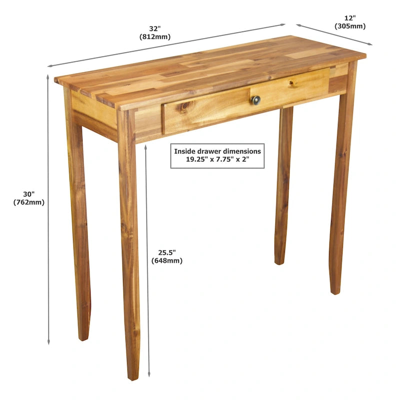 Porch & Den Holly Hill Solid Acacia 1-drawer Console Table