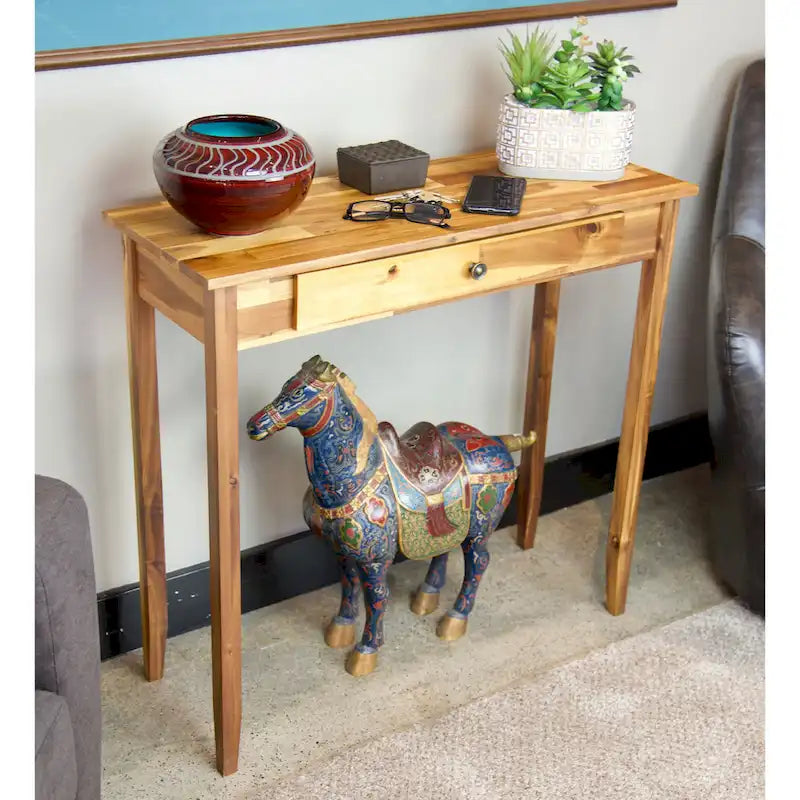 Porch & Den Holly Hill Solid Acacia 1-drawer Console Table