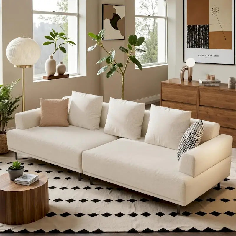 Beige Deep Seat Sofa with High Legs – 1 to 4 Seater