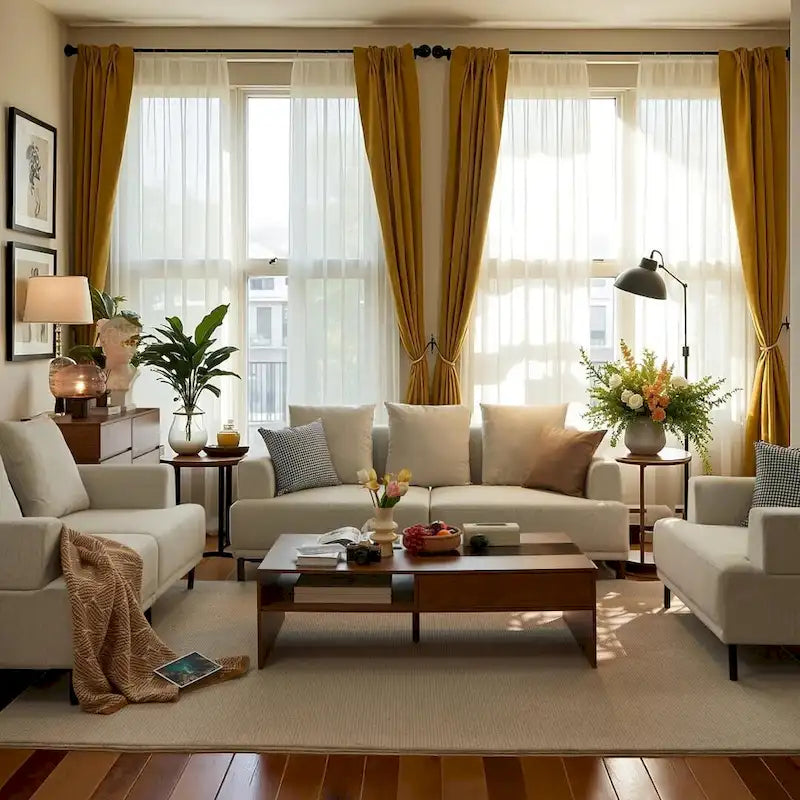 Beige Deep Seat Sofa with High Legs – 1 to 4 Seater