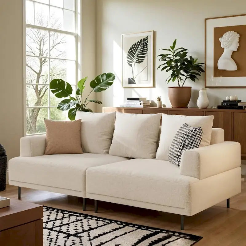 Beige Deep Seat Sofa with High Legs – 1 to 4 Seater