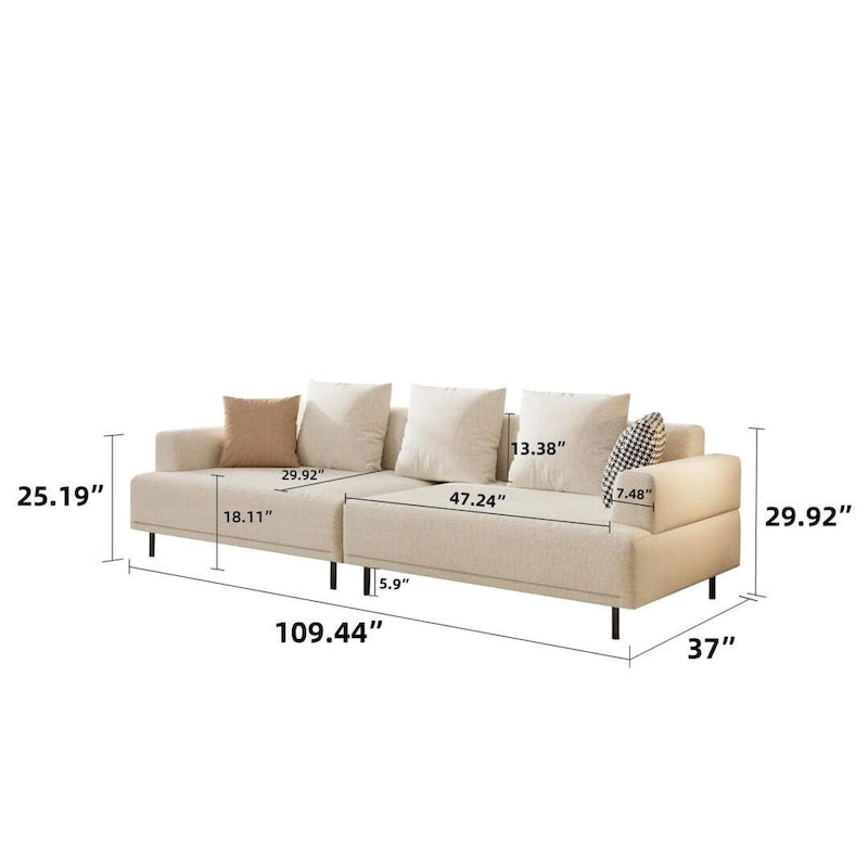 Beige Deep Seat Sofa with High Legs – 1 to 4 Seater