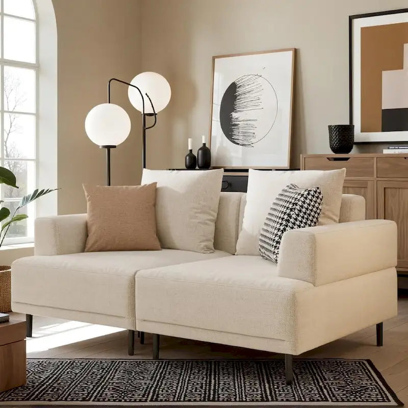 Beige Deep Seat Sofa with High Legs – 1 to 4 Seater