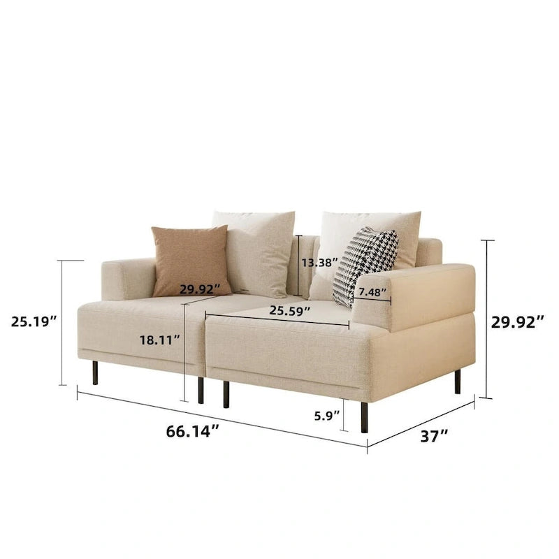 Beige Deep Seat Sofa with High Legs – 1 to 4 Seater