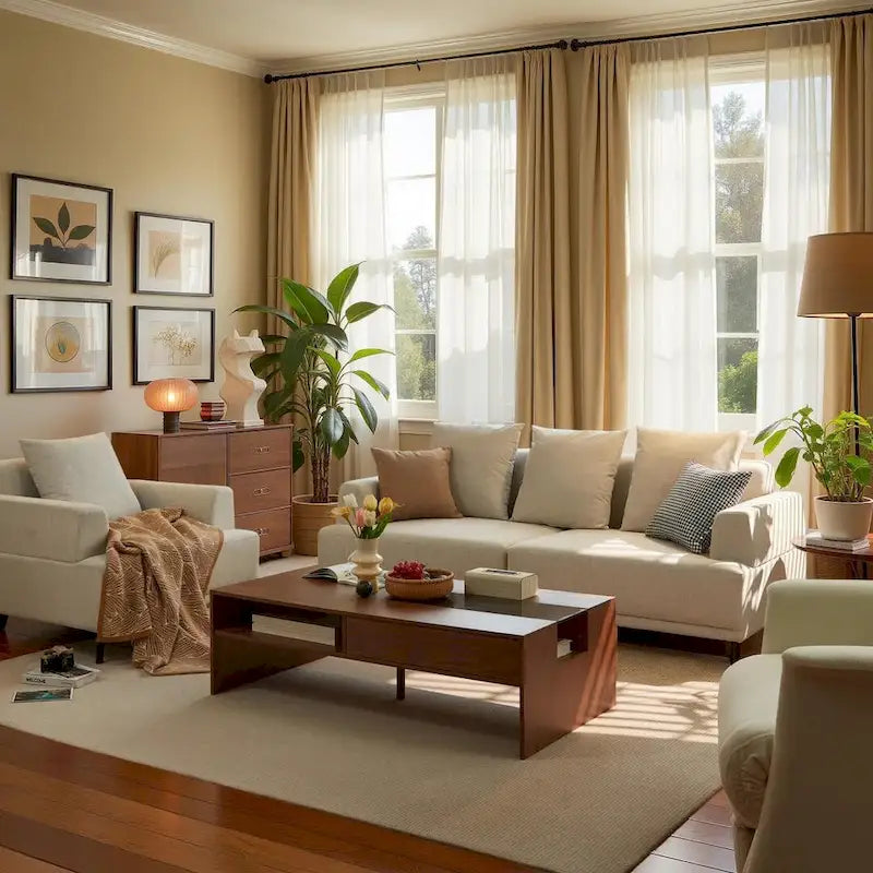 Beige Deep Seat Sofa with High Legs – 1 to 4 Seater