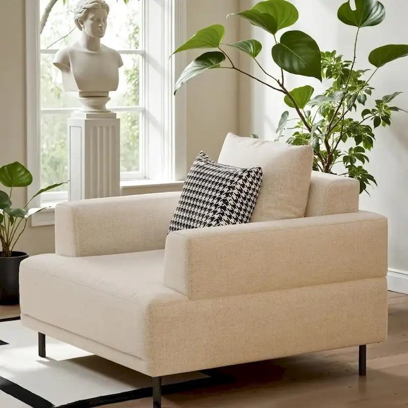 Beige Deep Seat Sofa with High Legs – 1 to 4 Seater