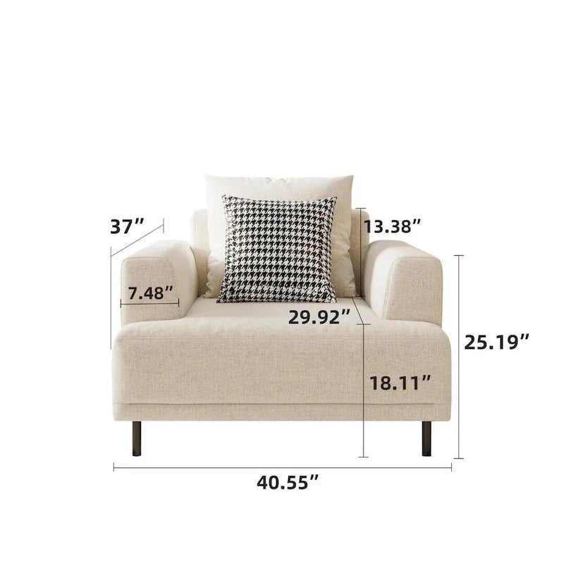 Beige Deep Seat Sofa with High Legs – 1 to 4 Seater