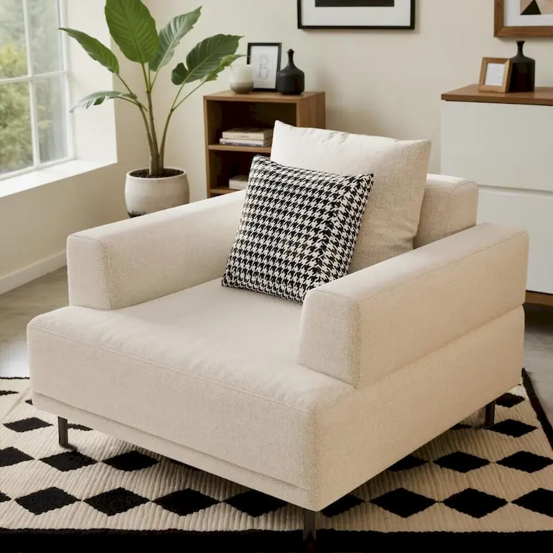 Beige Deep Seat Sofa with High Legs – 1 to 4 Seater