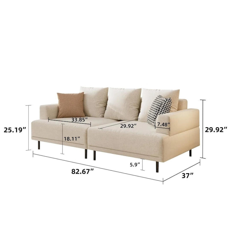 Beige Deep Seat Sofa with High Legs – 1 to 4 Seater