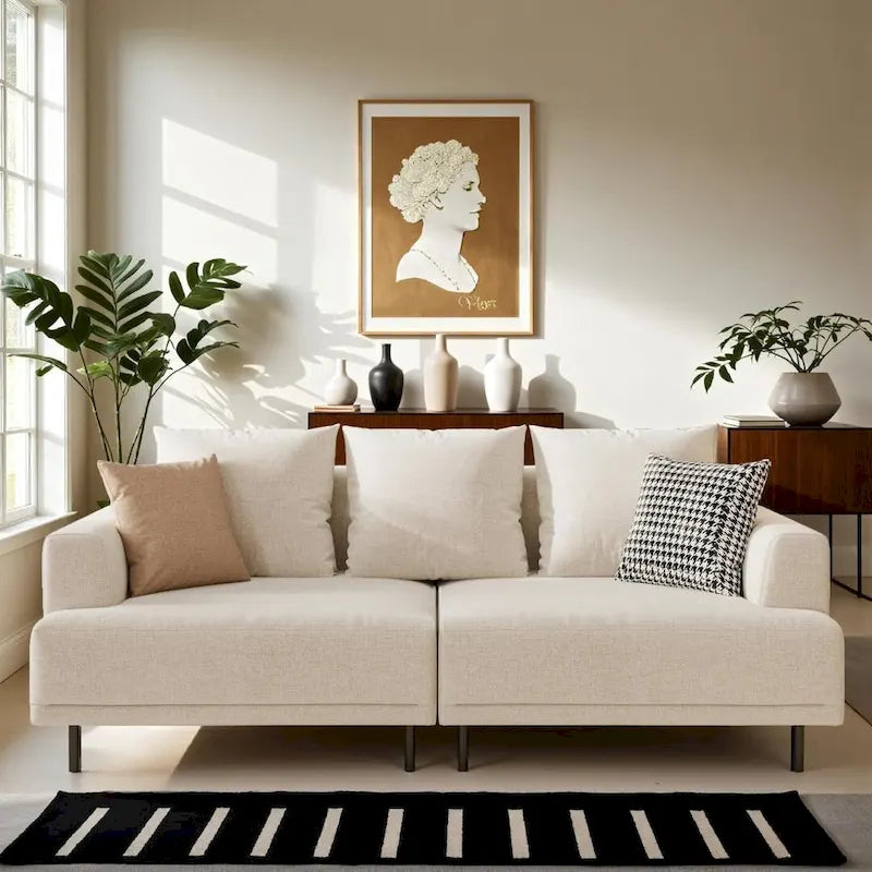 Beige Deep Seat Sofa with High Legs – 1 to 4 Seater