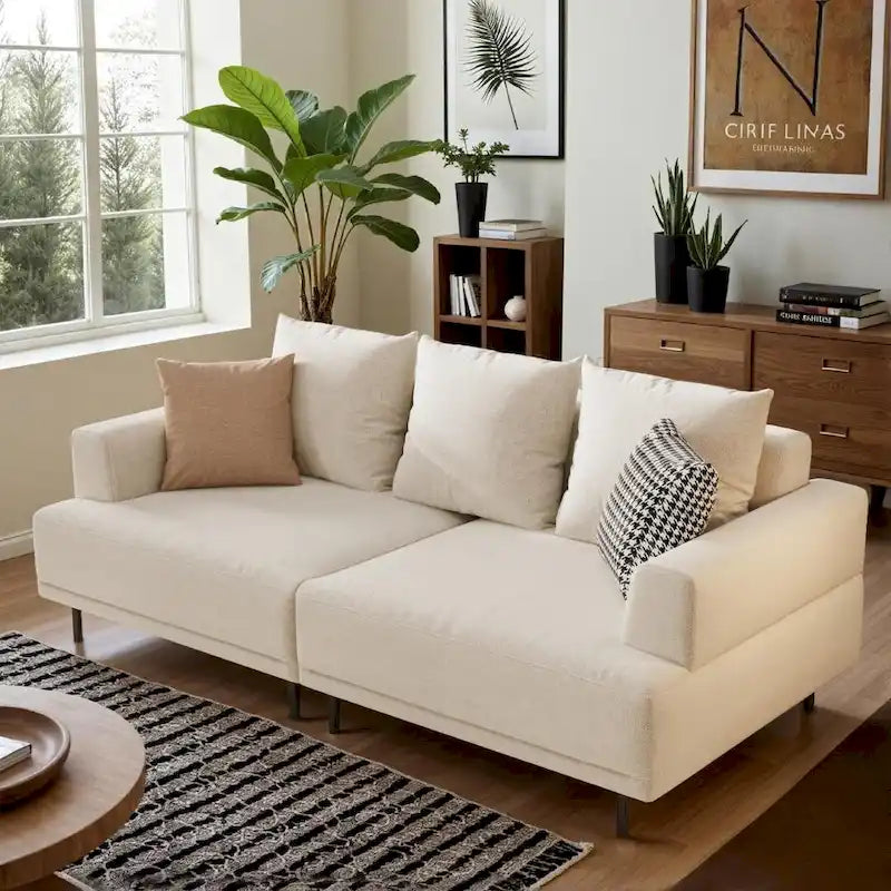 Beige Deep Seat Sofa with High Legs – 1 to 4 Seater