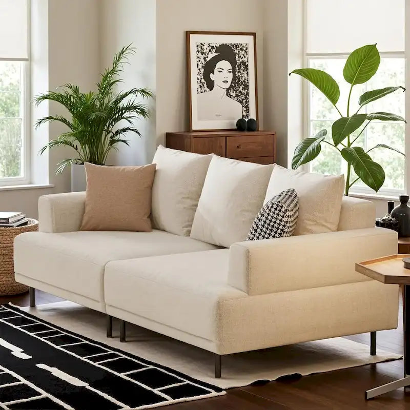 Beige Deep Seat Sofa with High Legs – 1 to 4 Seater