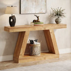 55 Inches Farmhouse Wood Console Sofa Table with Storage - 11.81 D x 55.12 W x 31.5 H