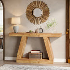 55 Inches Farmhouse Wood Console Sofa Table with Storage - 11.81 D x 55.12 W x 31.5 H