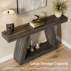 55 Inches Farmhouse Wood Console Sofa Table with Storage - 11.81 D x 55.12 W x 31.5 H