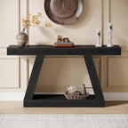 55 Inches Farmhouse Wood Console Sofa Table with Storage - 11.81 D x 55.12 W x 31.5 H
