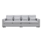 Merax 104 4-Seater Modern Linen Fabric Sofa with Armrest Pockets and 4 Pillows,Minimalist Style Couch