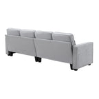 Merax 104 4-Seater Modern Linen Fabric Sofa with Armrest Pockets and 4 Pillows,Minimalist Style Couch