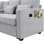Merax 104 4-Seater Modern Linen Fabric Sofa with Armrest Pockets and 4 Pillows,Minimalist Style Couch
