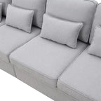Merax 104 4-Seater Modern Linen Fabric Sofa with Armrest Pockets and 4 Pillows,Minimalist Style Couch
