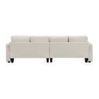 Merax 104 4-Seater Modern Linen Fabric Sofa with Armrest Pockets and 4 Pillows,Minimalist Style Couch
