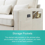 Merax 104 4-Seater Modern Linen Fabric Sofa with Armrest Pockets and 4 Pillows,Minimalist Style Couch