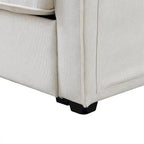 Merax 104 4-Seater Modern Linen Fabric Sofa with Armrest Pockets and 4 Pillows,Minimalist Style Couch