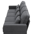 Merax 104 4-Seater Modern Linen Fabric Sofa with Armrest Pockets and 4 Pillows,Minimalist Style Couch