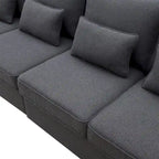 Merax 104 4-Seater Modern Linen Fabric Sofa with Armrest Pockets and 4 Pillows,Minimalist Style Couch